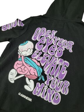 2/$20 Amnesia Black Funny Graphic Hoodie Top Size: Youth Large